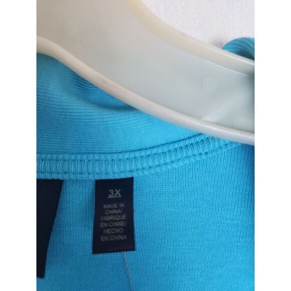 NWT Rafaella Women Aqua Blue w/Silver Studs 100% Cotton Open Cardigan size 3X - Picture 7 of 9